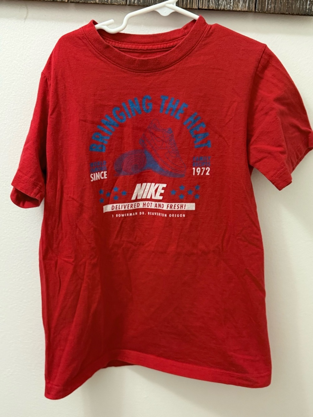 Nike Red Graphic Tee - Bringing The Heat medium